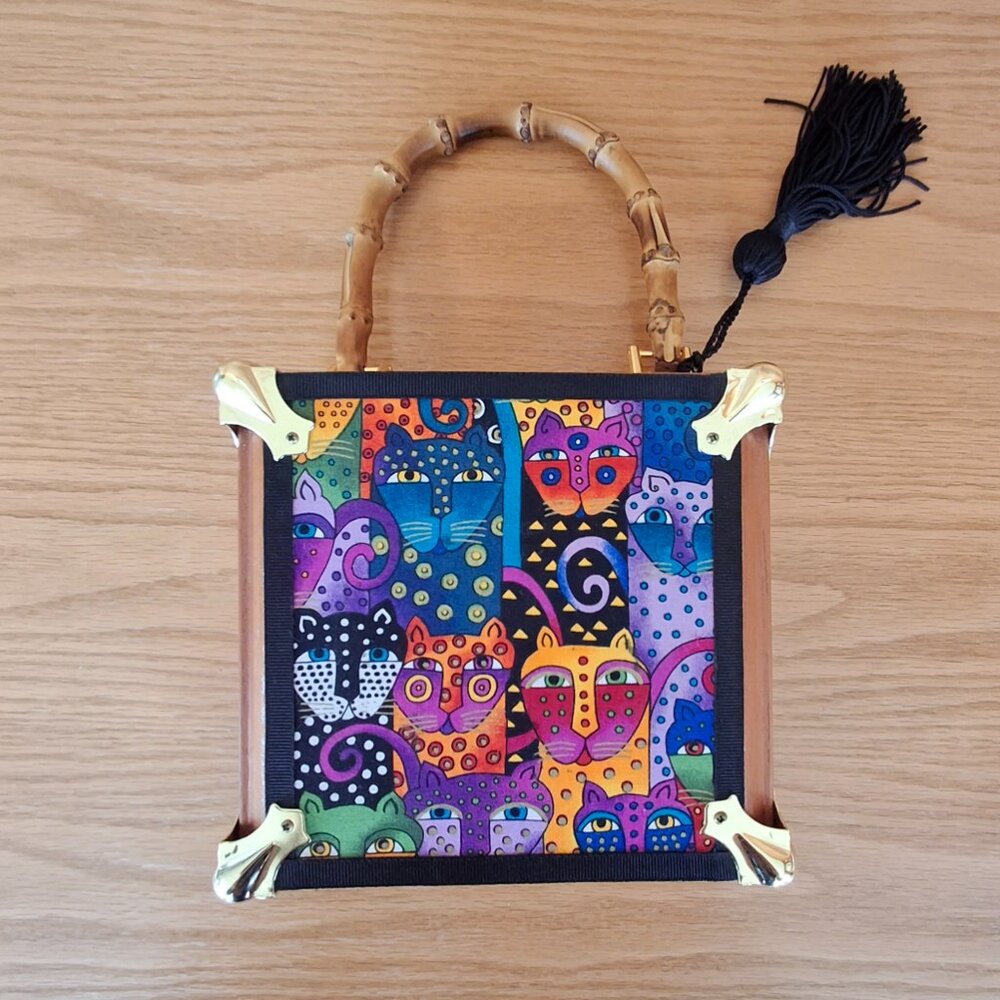 Vintage Laurel Burch Cats Design Handbag - Picture 2 of 11